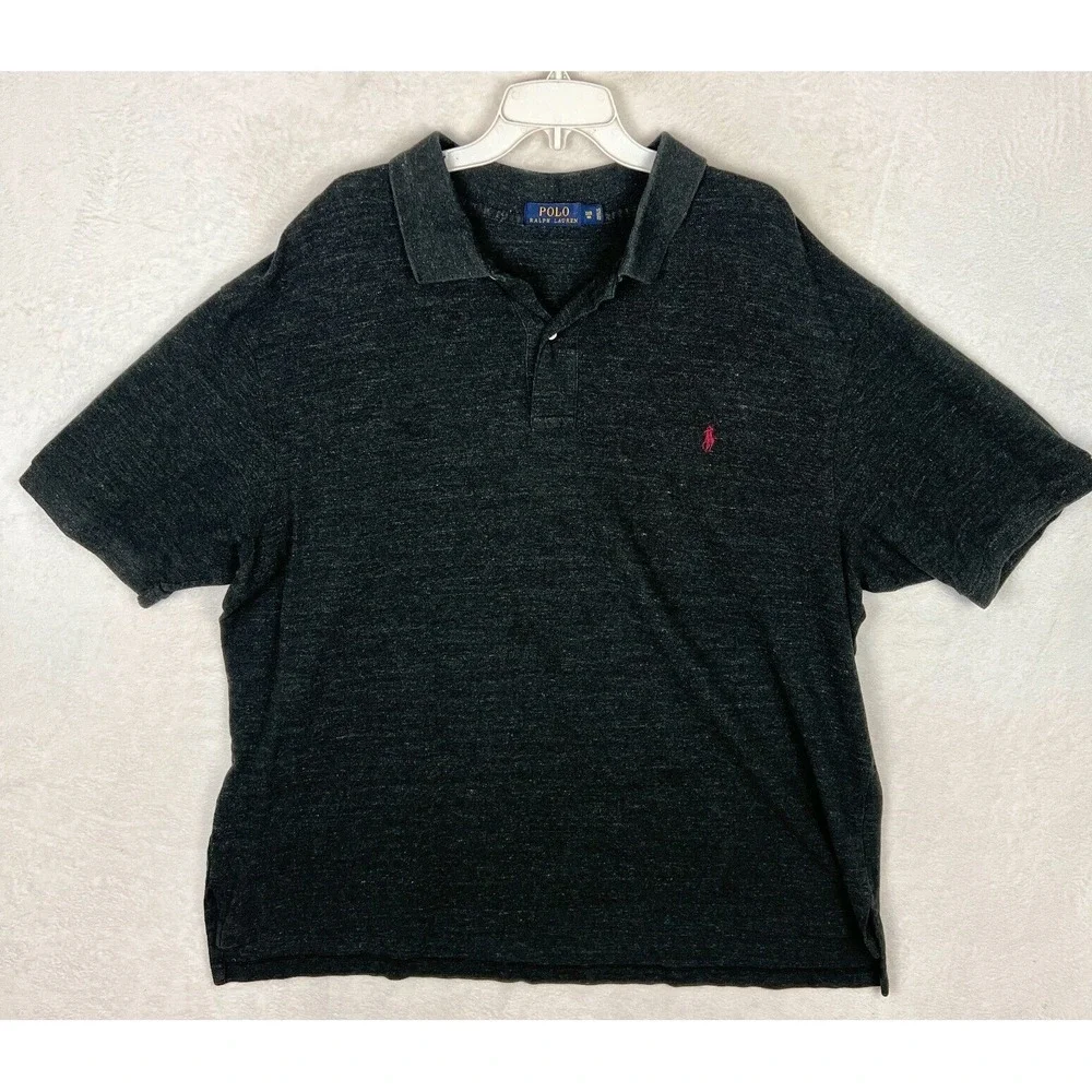 Polo Ralph Lauren Polo Shirt Mens 3XB Big Gray Short Sleeve Cotton Golf Red Pony